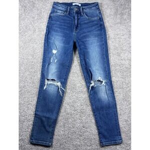 Flying Monkey Women's Jeans Size 26‎ Distressed Knee Rip High Rise Denim